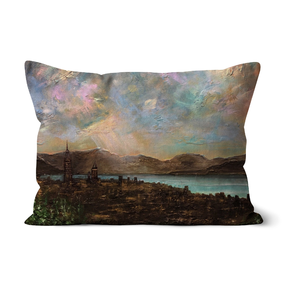 Angels Fingers Over Greenock Art Gifts Cushion | River Clyde Art Gallery | Paintings, Prints, Homeware and Art Gifts From Scotland By Scottish Artist Kevin Hunter