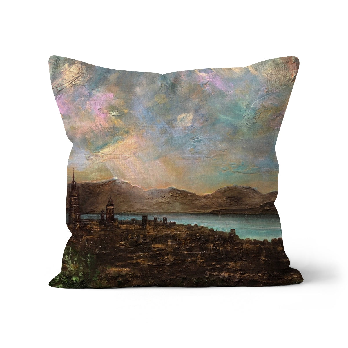 Angels Fingers Over Greenock Art Gifts Cushion | River Clyde Art Gallery | Paintings, Prints, Homeware and Art Gifts From Scotland By Scottish Artist Kevin Hunter