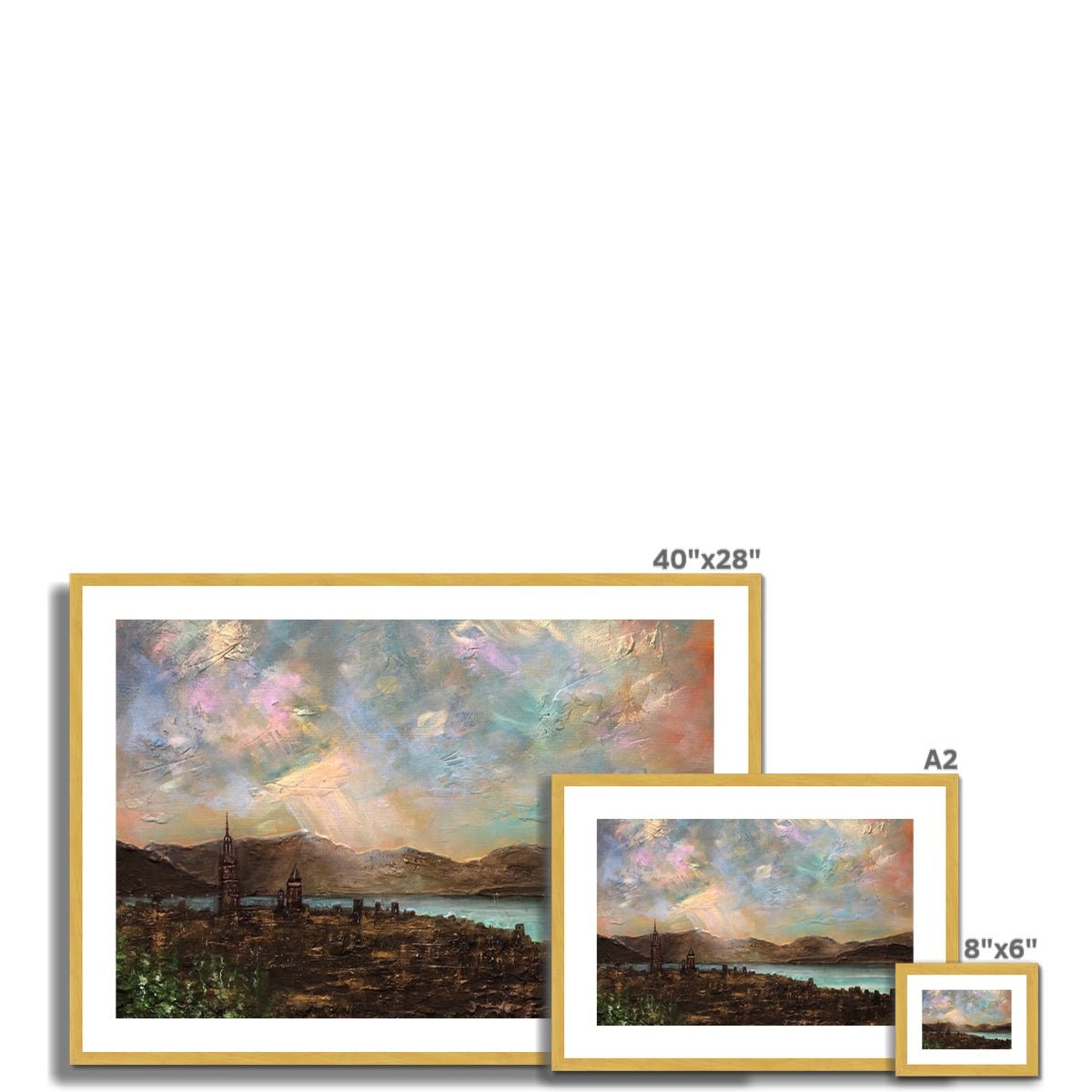 Angels Fingers Over Greenock Painting | Antique Framed & Mounted Prints From Scotland-Antique Framed & Mounted Prints-River Clyde Art Gallery-Paintings, Prints, Homeware, Art Gifts From Scotland By Scottish Artist Kevin Hunter