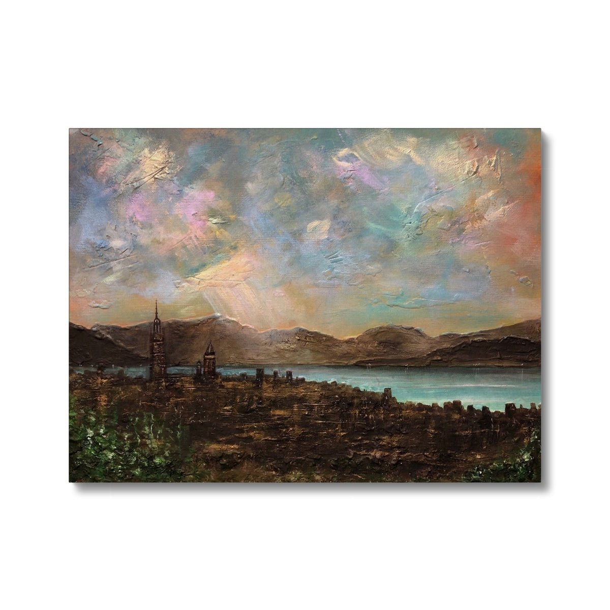 Angels Fingers Over Greenock Painting | Canvas From Scotland-Contemporary Stretched Canvas Prints-River Clyde Art Gallery-24"x18"-Paintings, Prints, Homeware, Art Gifts From Scotland By Scottish Artist Kevin Hunter