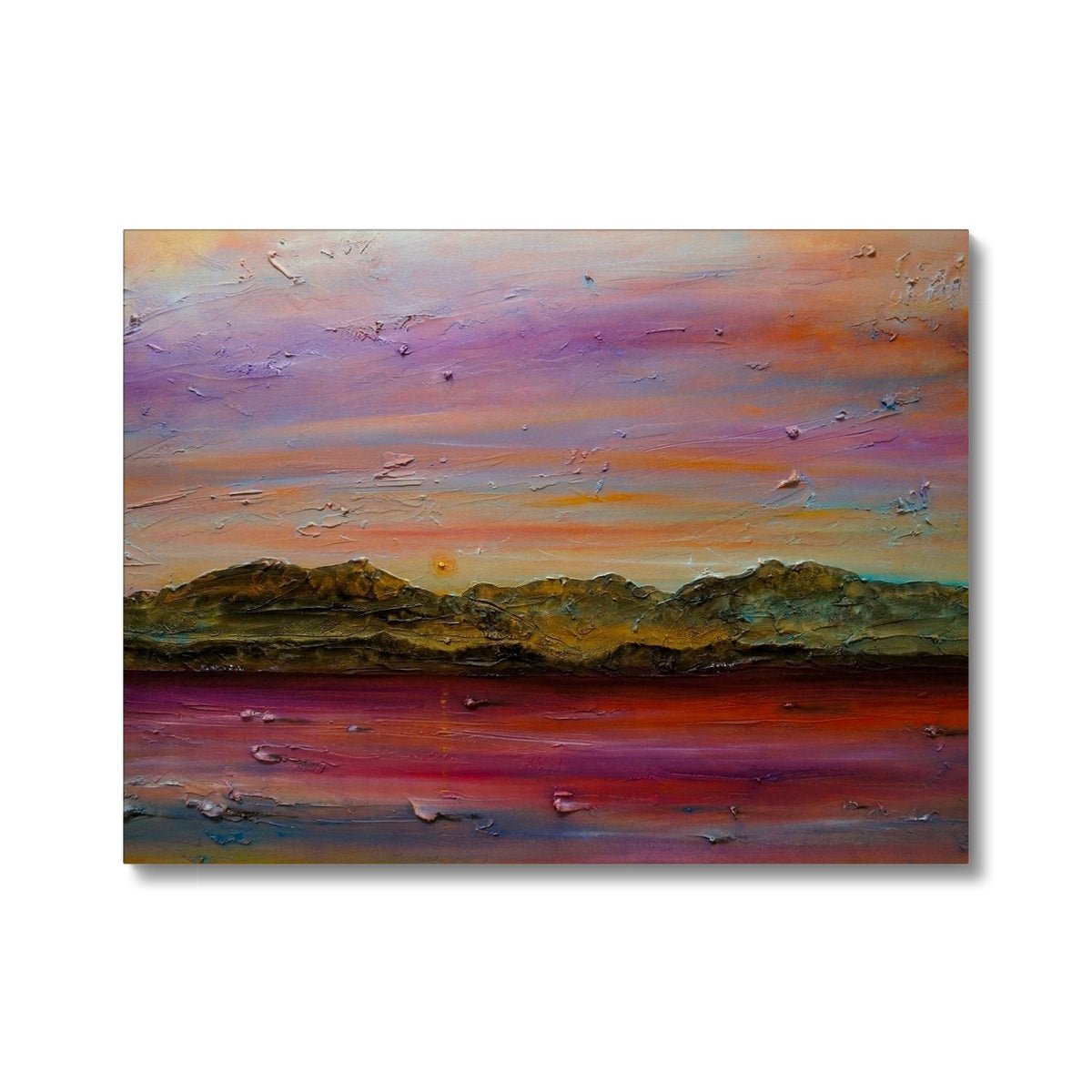 Arran Autumn Dusk Painting | Canvas From Scotland-Contemporary Stretched Canvas Prints-Arran Art Gallery-24"x18"-Paintings, Prints, Homeware, Art Gifts From Scotland By Scottish Artist Kevin Hunter