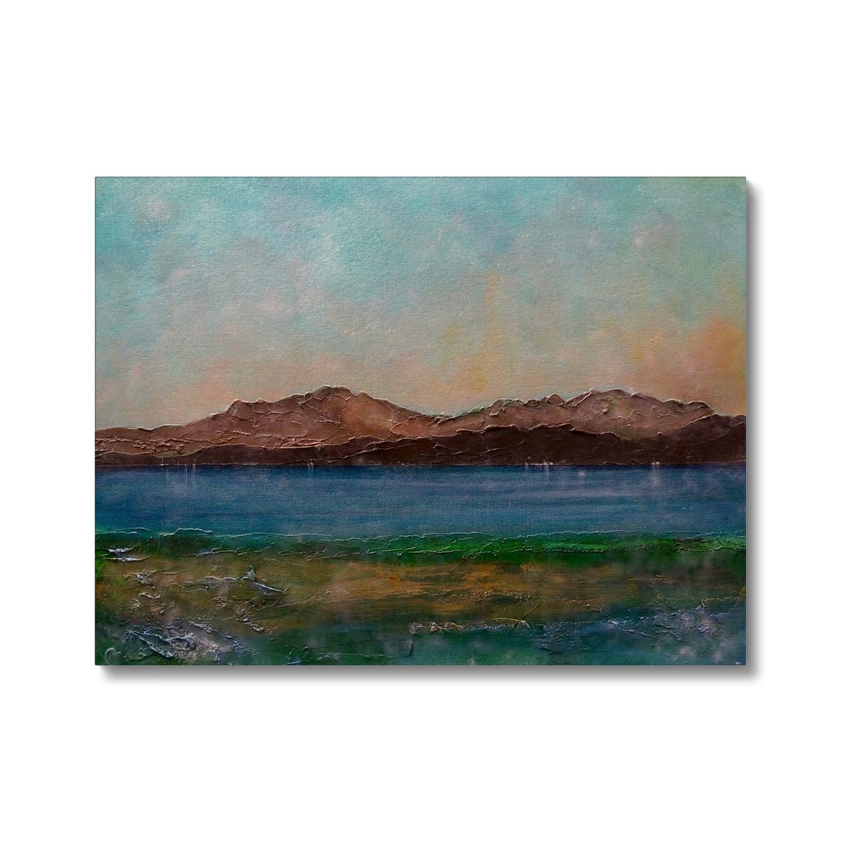 Arran From Scalpsie Bay Painting | Canvas From Scotland-Contemporary Stretched Canvas Prints-Arran Art Gallery-24"x18"-Paintings, Prints, Homeware, Art Gifts From Scotland By Scottish Artist Kevin Hunter