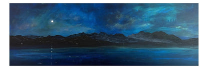 Arran Prussian Twilight | Panoramic Painting &amp; Art Prints | Arran Art Gallery | Paintings, Prints, Homeware and Art Gifts From Scotland By Scottish Artist Kevin Hunter