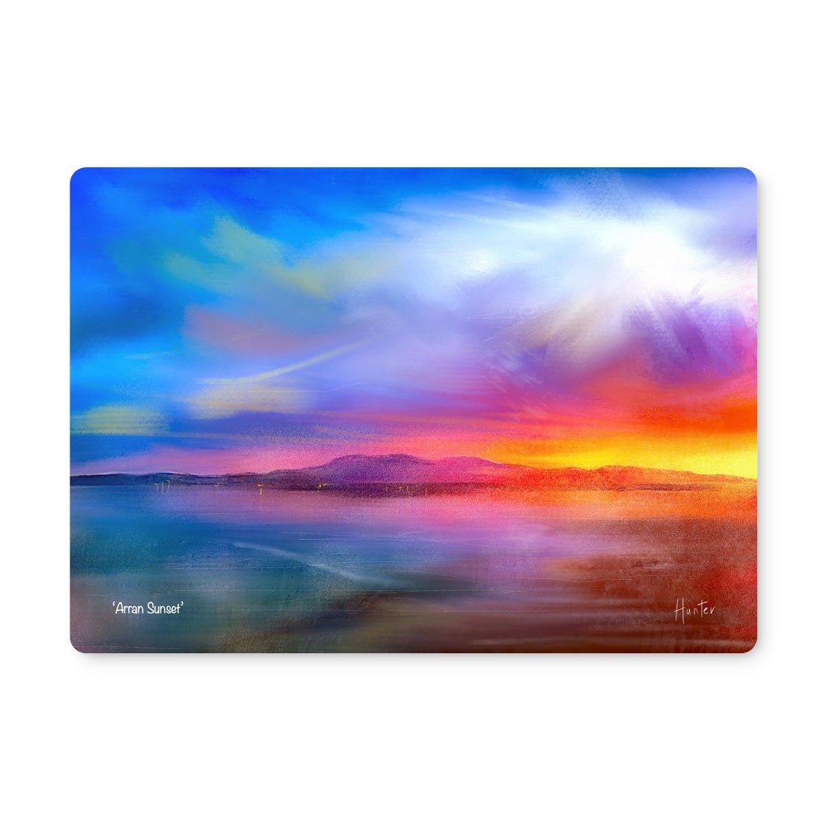Arran Sunset Art Gifts Placemat-Placemats-Arran Art Gallery-2 Placemats-Paintings, Prints, Homeware, Art Gifts From Scotland By Scottish Artist Kevin Hunter