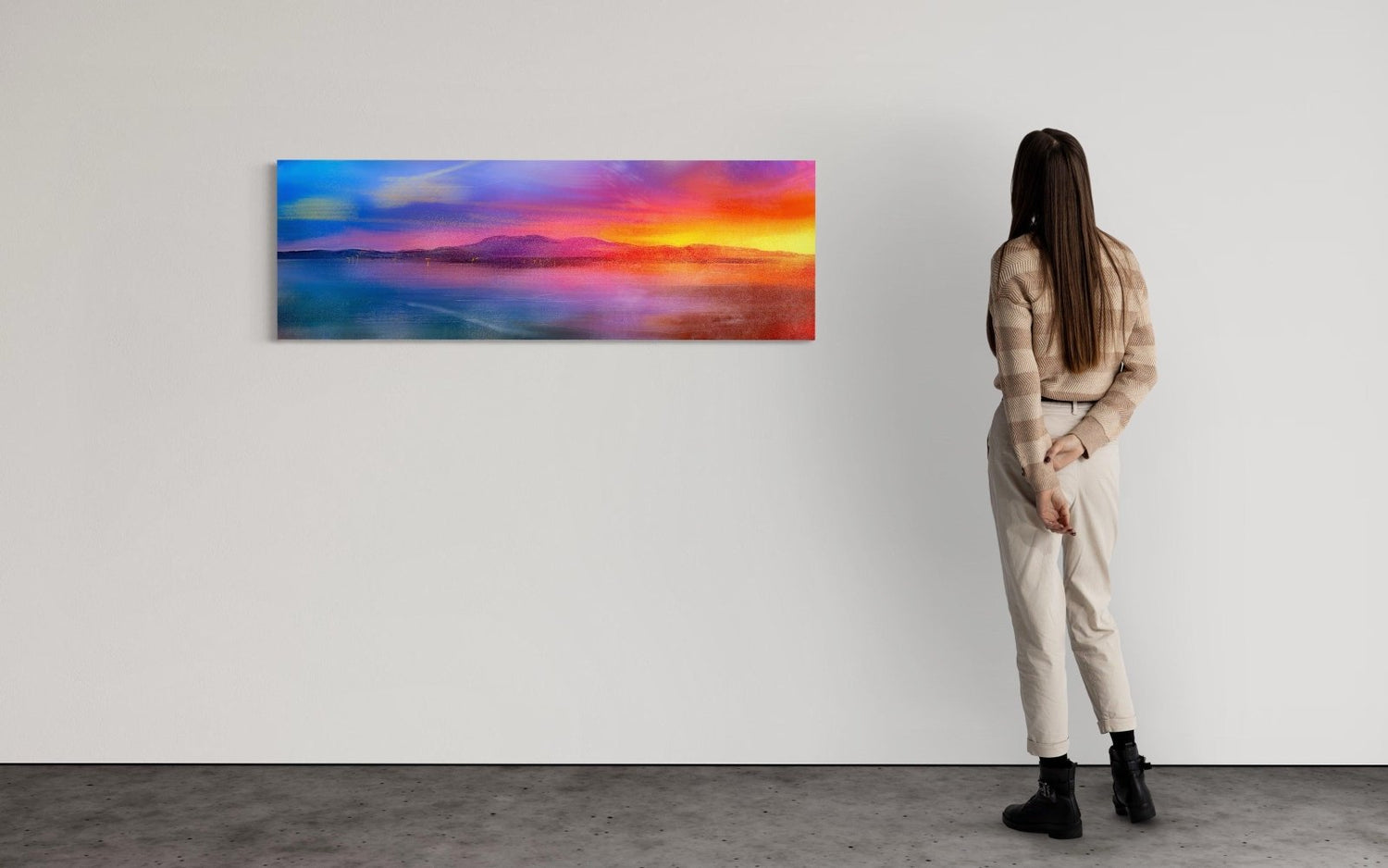 Arran Sunset Panoramic 60x20 inch Stretched Canvas Statement Wall Art