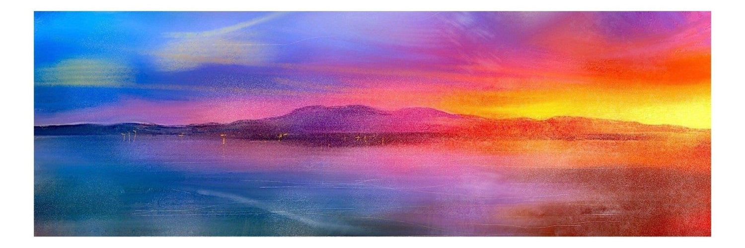 Arran Sunset | Panoramic Painting &amp; Art Prints | Arran Art Gallery | Paintings, Prints, Homeware and Art Gifts From Scotland By Scottish Artist Kevin Hunter