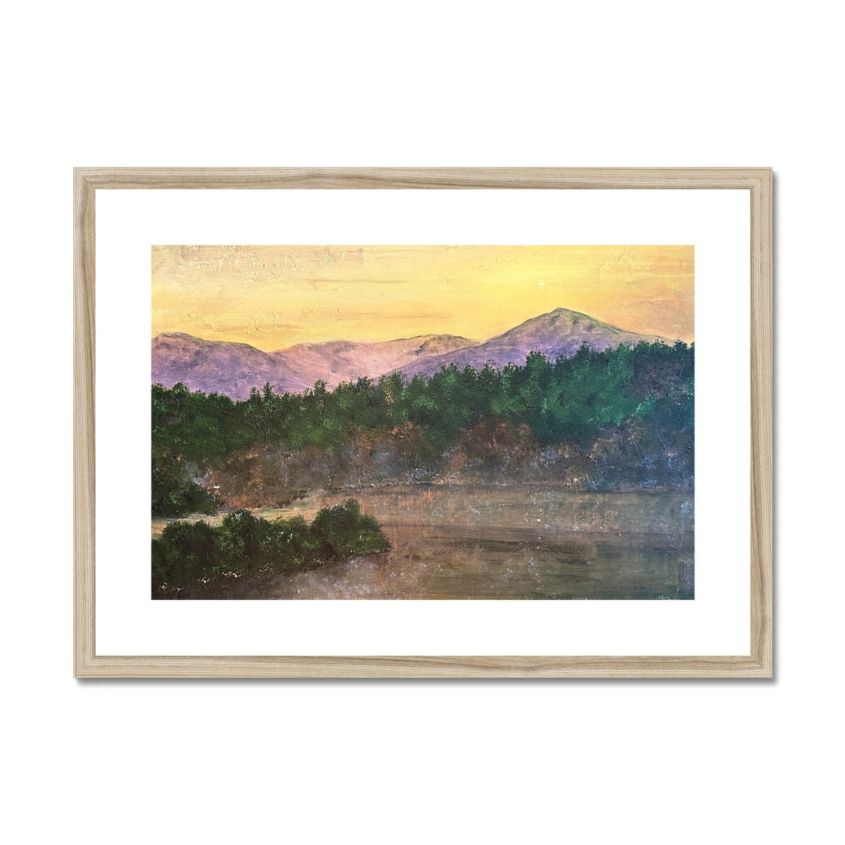 Ben Tee Invergarry Painting | Framed & Mounted Prints From Scotland-Framed & Mounted Prints-Scottish Lochs & Mountains Art Gallery-A2 Landscape-Natural Frame-Paintings, Prints, Homeware, Art Gifts From Scotland By Scottish Artist Kevin Hunter
