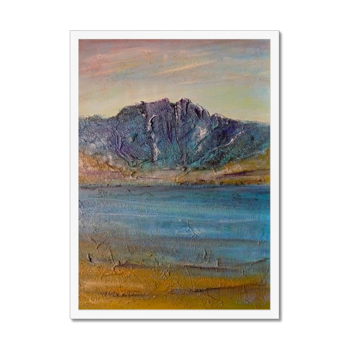 Torridon Painting | Framed Prints From Scotland-Framed Prints-Scottish Lochs & Mountains Art Gallery-A2 Portrait-White Frame-Paintings, Prints, Homeware, Art Gifts From Scotland By Scottish Artist Kevin Hunter