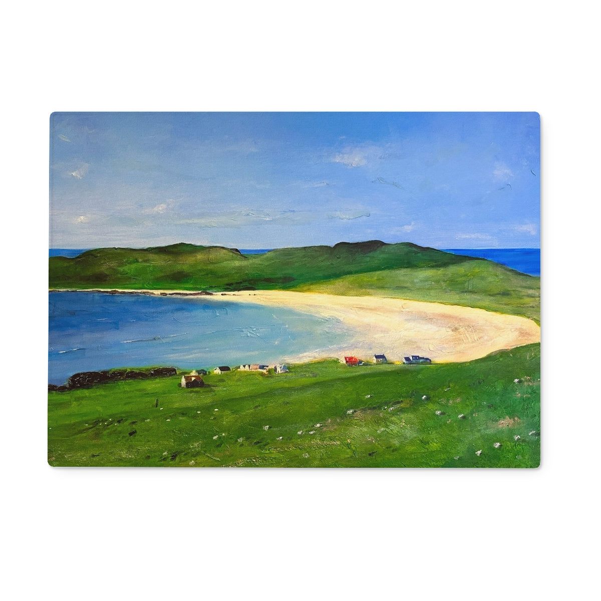 Balephuil Beach Tiree Art Gifts Glass Chopping Board