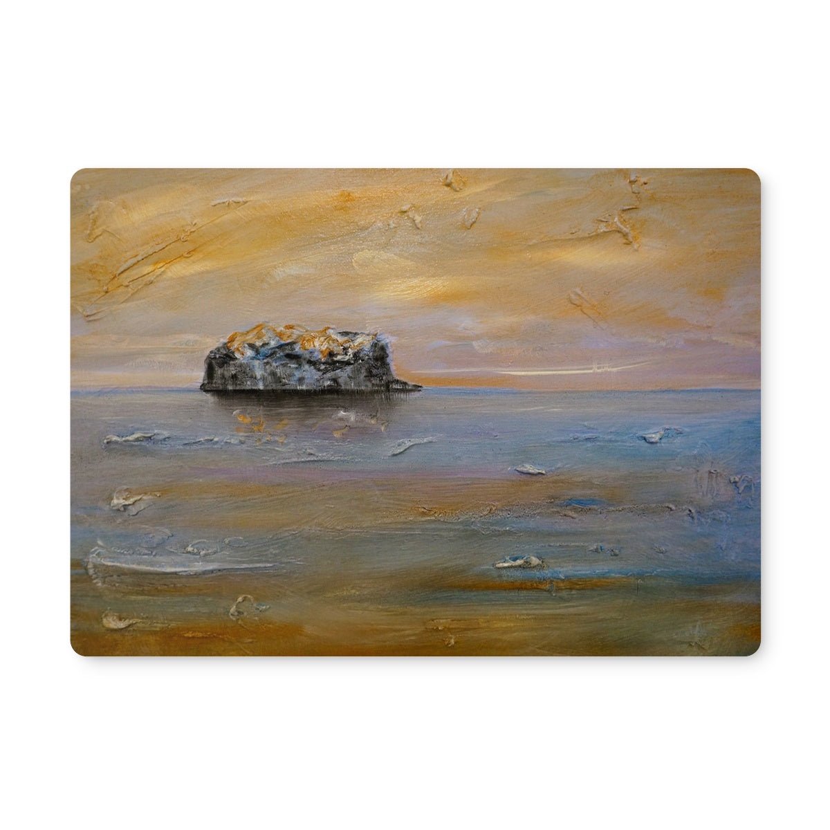 Bass Rock Dawn Art Gifts Placemat-Placemats-Edinburgh & Glasgow Art Gallery-2 Placemats-Paintings, Prints, Homeware, Art Gifts From Scotland By Scottish Artist Kevin Hunter