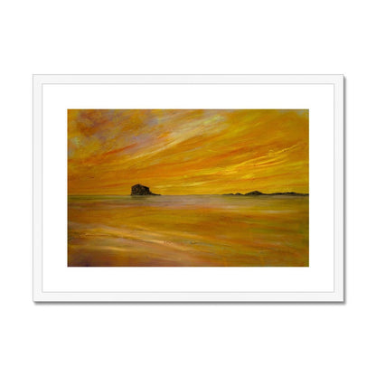 Bass Rock Dusk Painting | Framed &amp; Mounted Prints From Scotland