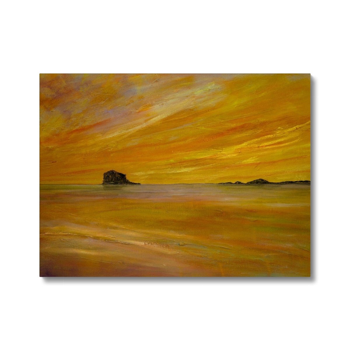 Bass Rock Dusk Painting | Canvas-Contemporary Stretched Canvas Prints-Edinburgh & Glasgow Art Gallery-24"x18"-Paintings, Prints, Homeware, Art Gifts From Scotland By Scottish Artist Kevin Hunter