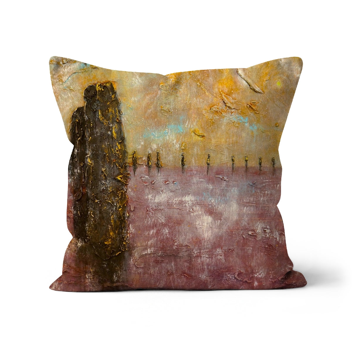 Brodgar Mist Orkney Art Gifts Cushion | Orkney Art Gallery | Paintings, Prints, Homeware and Art Gifts From Scotland By Scottish Artist Kevin Hunter