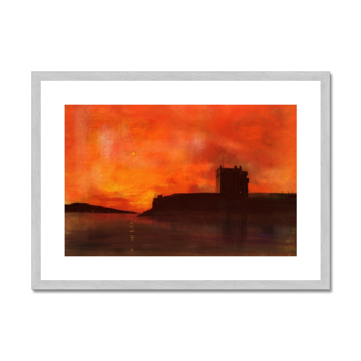 Broughty Castle Sunset Painting | Antique Framed & Mounted Prints From Scotland