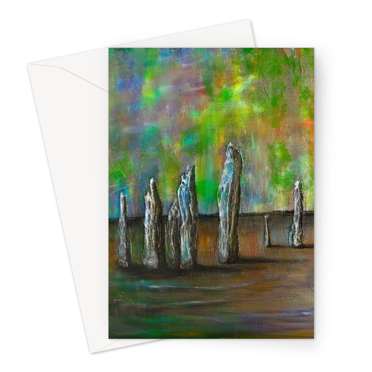 Callanish Northern Lights Scottish Art Gifts Greeting Card