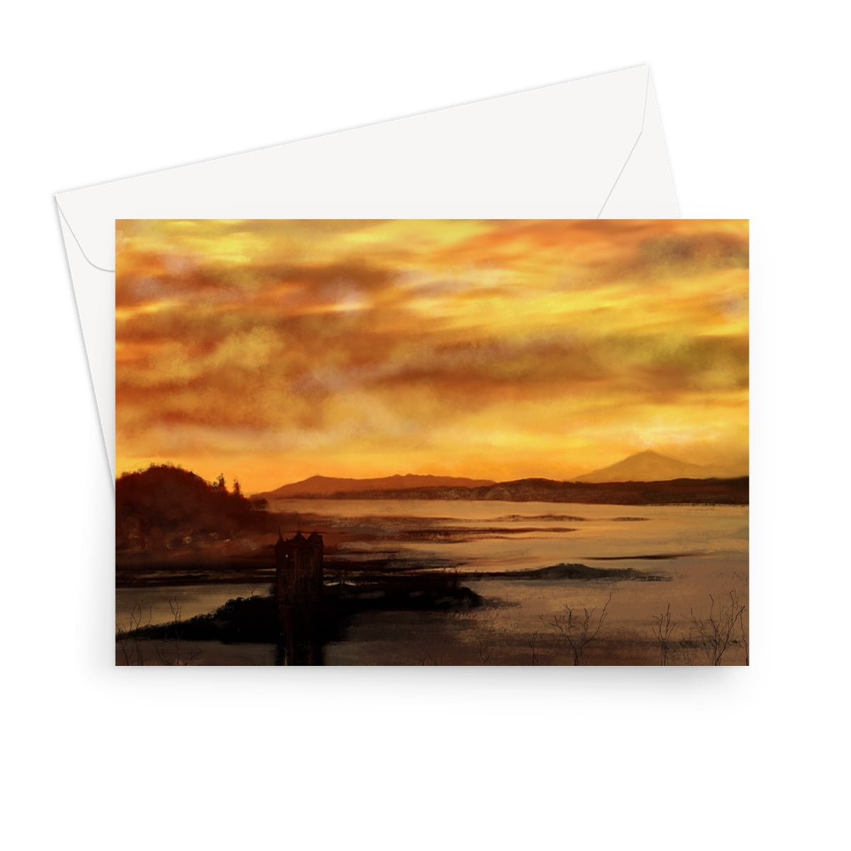 Castle Stalker Dusk Scottish Art Gifts Greeting Card