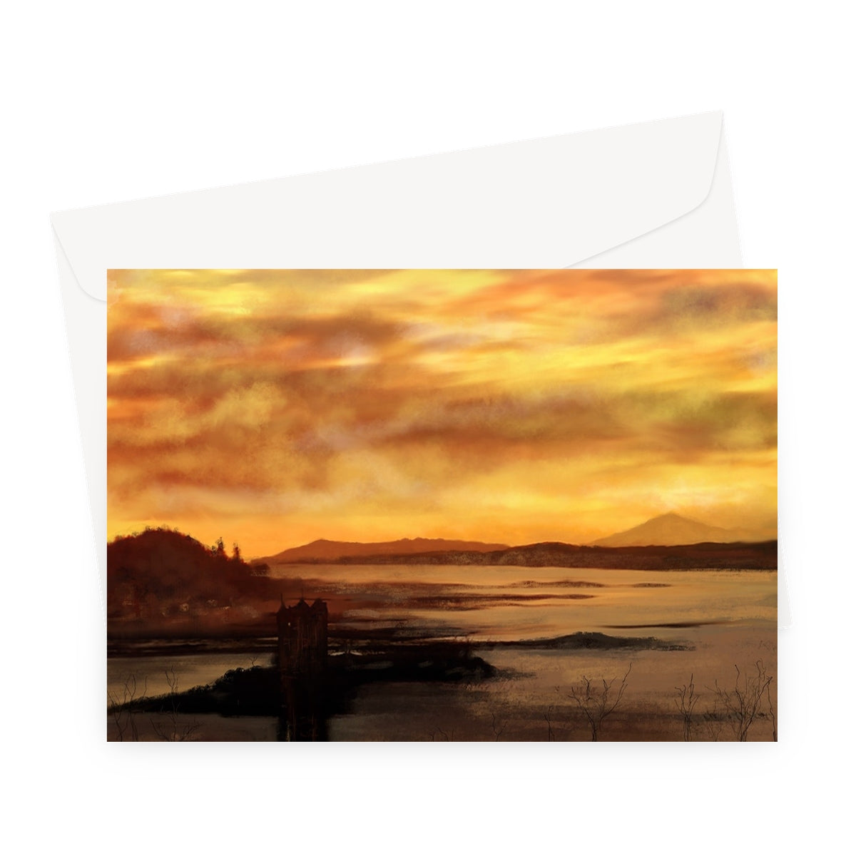 Castle Stalker Dusk Scottish Art Gifts Greeting Card