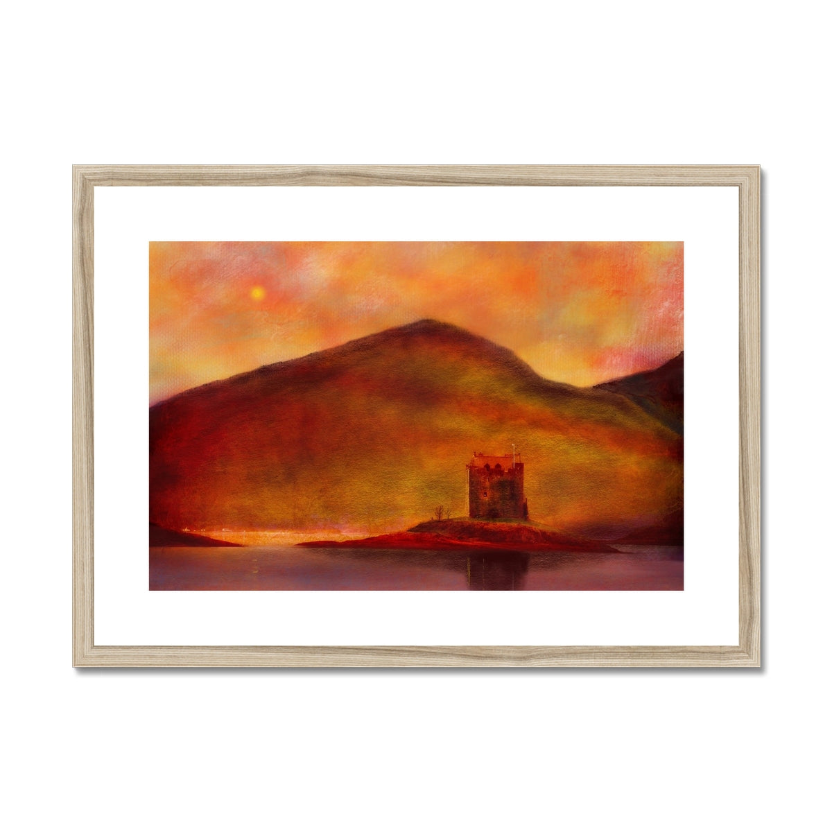 Castle Stalker Sunset Painting | Framed & Mounted Prints From Scotland