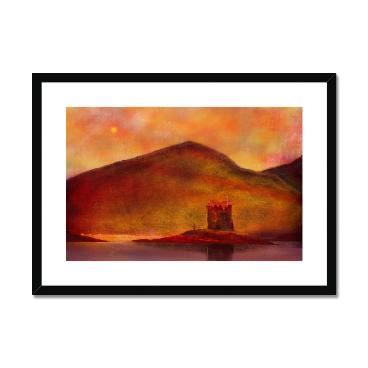 Castle Stalker Sunset Painting | Framed &amp; Mounted Prints From Scotland