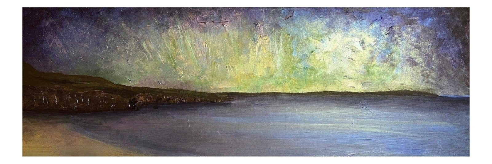 Ceannabeinne Beach Northern Lights | Panoramic Painting & Art Prints from my Highlands & Lowlands Art Gallery Collection