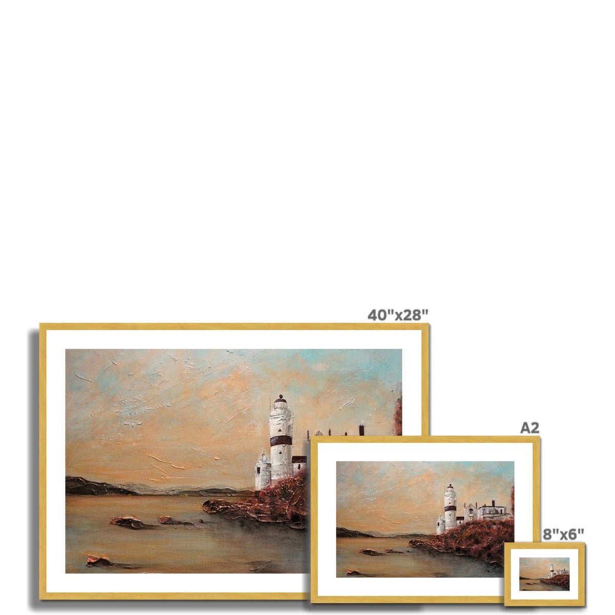Cloch Lighthouse Dawn Painting | Antique Framed & Mounted Prints From Scotland-Antique Framed & Mounted Prints-River Clyde Art Gallery-Paintings, Prints, Homeware, Art Gifts From Scotland By Scottish Artist Kevin Hunter