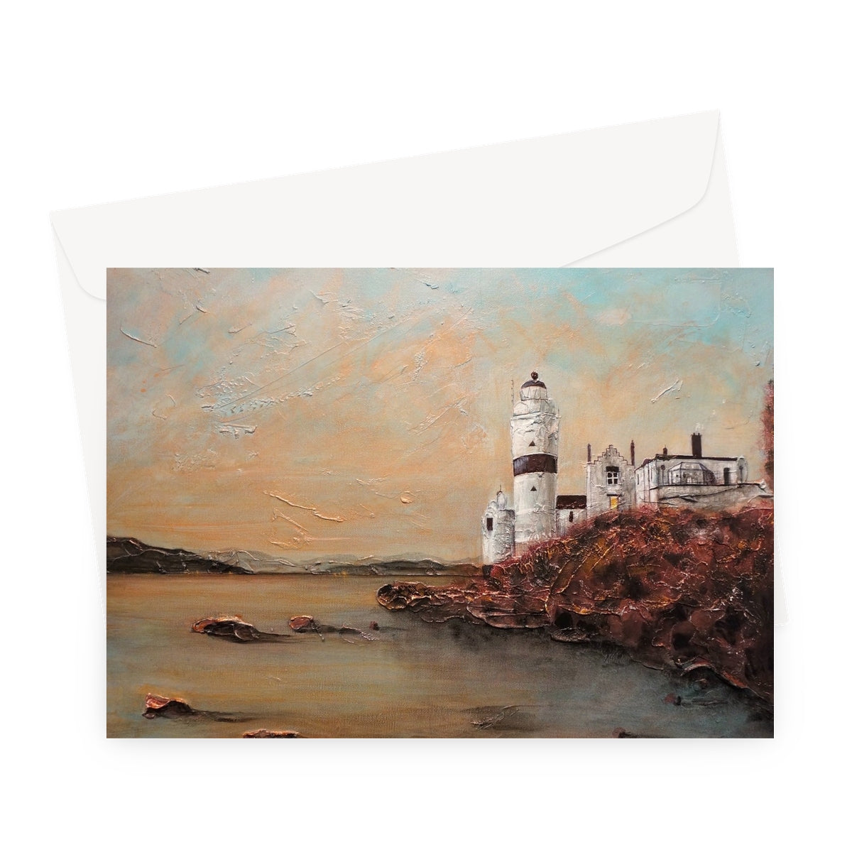 Cloch Lighthouse Dawn Scottish Art Gifts Greeting Card