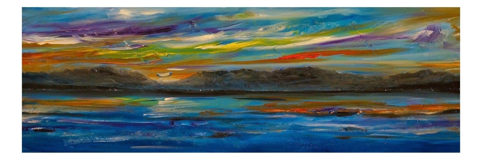 Clyde Summer Dusk | Panoramic Painting & Art Prints | River Clyde Art Gallery | Paintings, Prints, Homeware and Art Gifts From Scotland By Scottish Artist Kevin Hunter