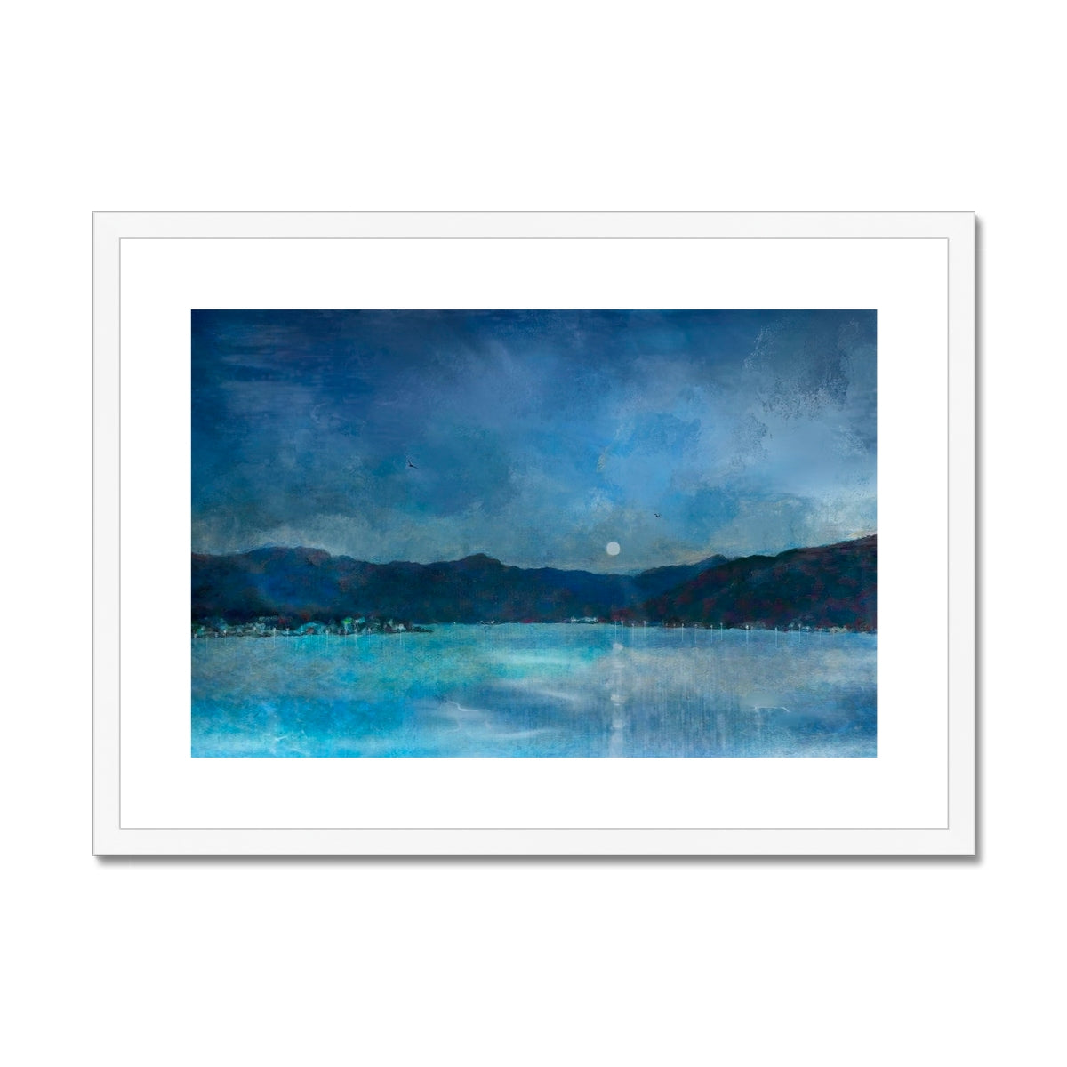 Clyde Winter Morning Moon Painting | Framed & Mounted Prints From Scotland