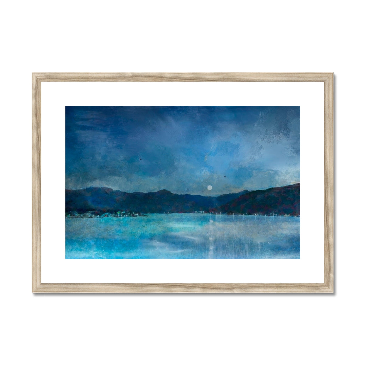 Clyde Winter Morning Moon Painting | Framed &amp; Mounted Prints From Scotland