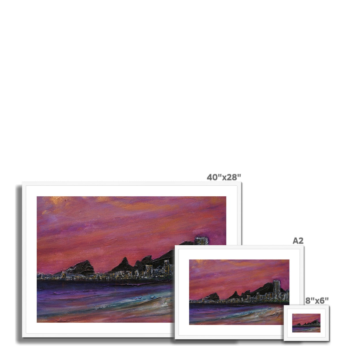 Copacabana Beach Dusk Painting | Framed & Mounted Prints From Scotland