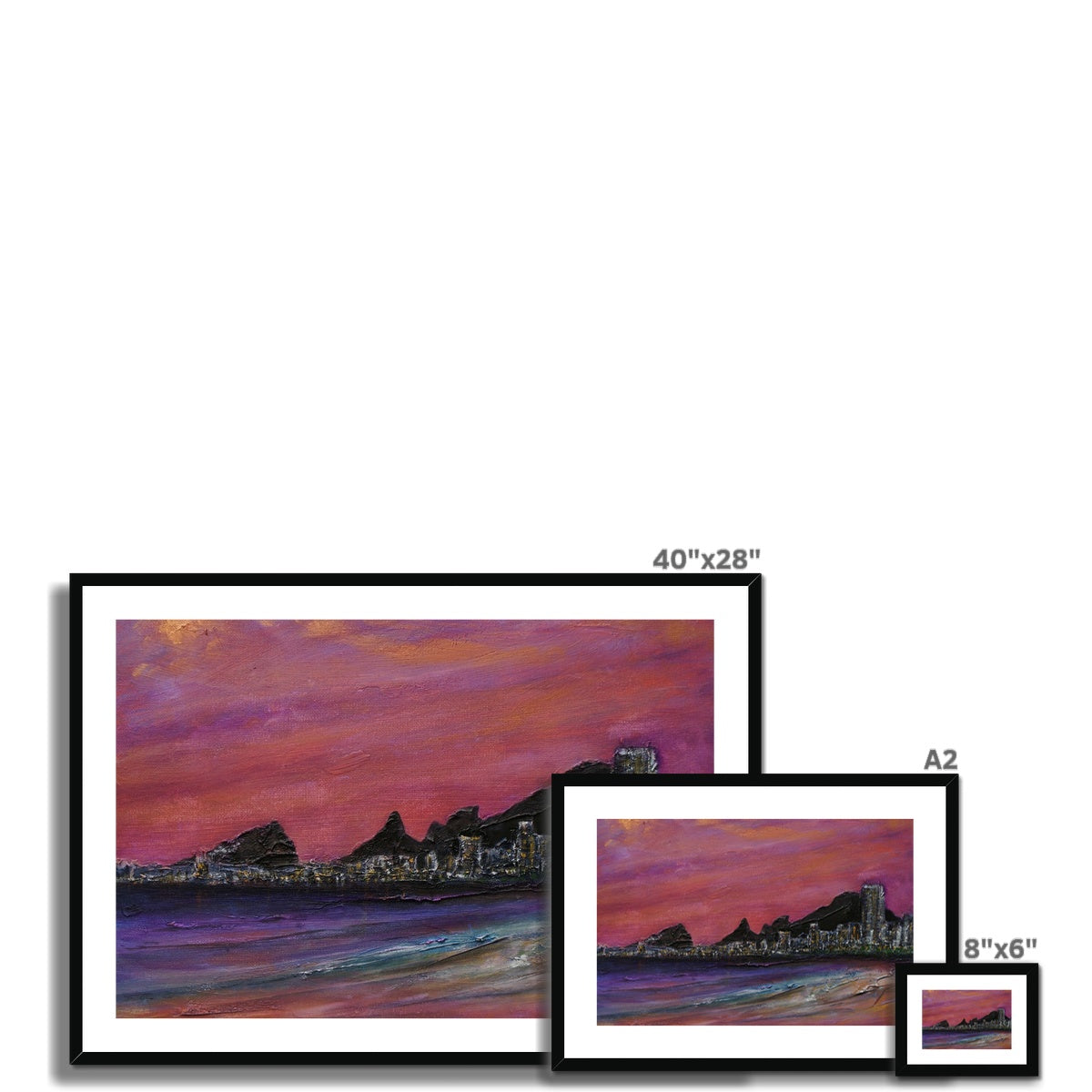 Copacabana Beach Dusk Painting | Framed &amp; Mounted Prints From Scotland