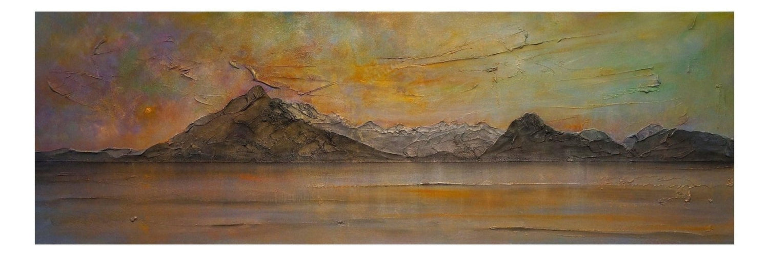 Cuillin Skye Dusk | Panoramic Painting &amp; Art Prints | Skye Art Gallery | Paintings, Prints, Homeware and Art Gifts From Scotland By Scottish Artist Kevin Hunter