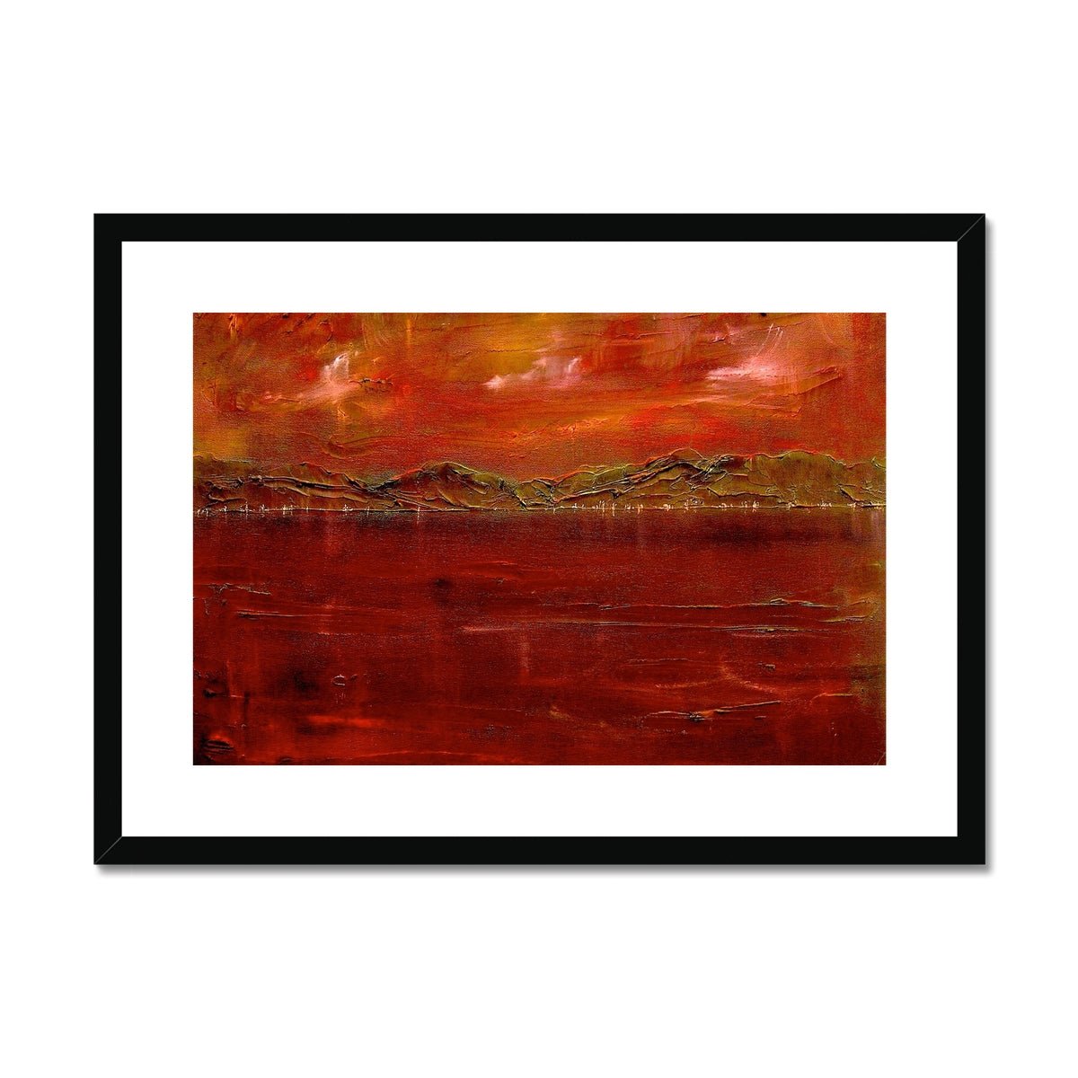 Deep Clyde Dusk Painting | Framed & Mounted Prints From Scotland-Framed & Mounted Prints-River Clyde Art Gallery-A2 Landscape-Black Frame-Paintings, Prints, Homeware, Art Gifts From Scotland By Scottish Artist Kevin Hunter