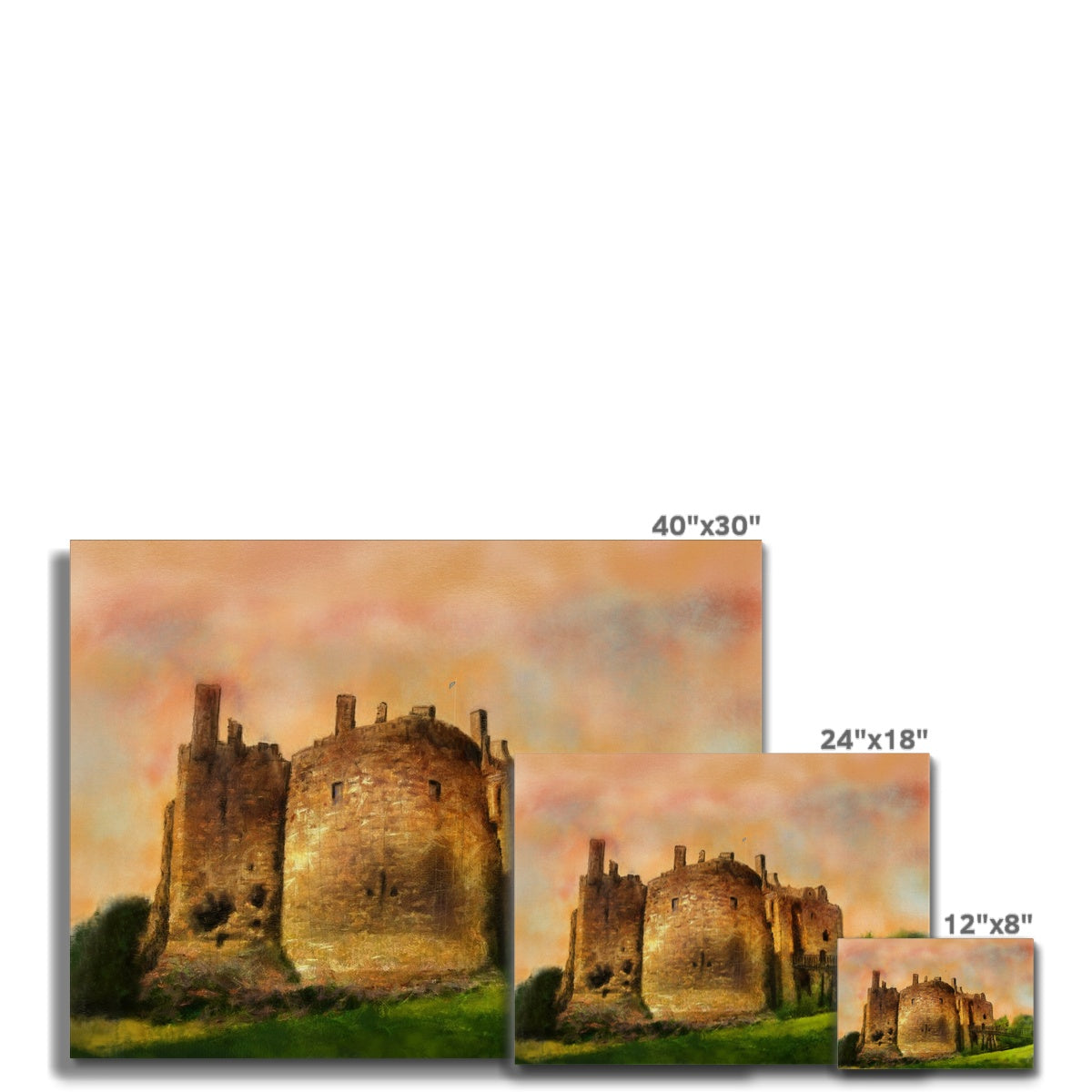 Dirleton Castle Dusk Canvas | Historic & Iconic Scotland Art Gallery | Paintings, Prints, Homeware and Art Gifts From Scotland By Scottish Artist Kevin Hunter