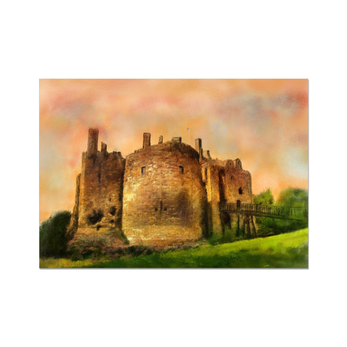 Dirleton Castle Dusk Painting | Fine Art Prints From Scotland