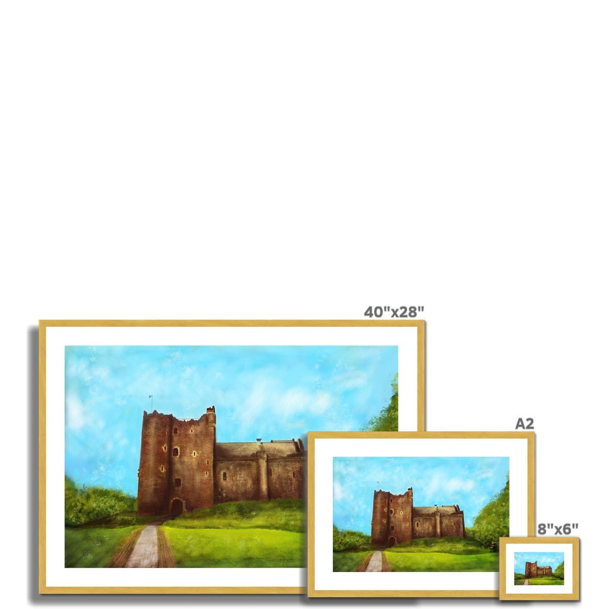 Doune Castle Painting | Antique Framed & Mounted Prints From Scotland-Antique Framed & Mounted Prints-Historic & Iconic Scotland Art Gallery-Paintings, Prints, Homeware, Art Gifts From Scotland By Scottish Artist Kevin Hunter
