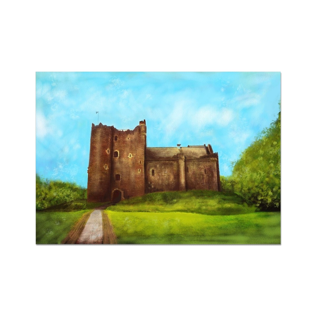 Doune Castle Painting | Fine Art Prints From Scotland-Unframed Prints-Historic & Iconic Scotland Art Gallery-A2 Landscape-Paintings, Prints, Homeware, Art Gifts From Scotland By Scottish Artist Kevin Hunter