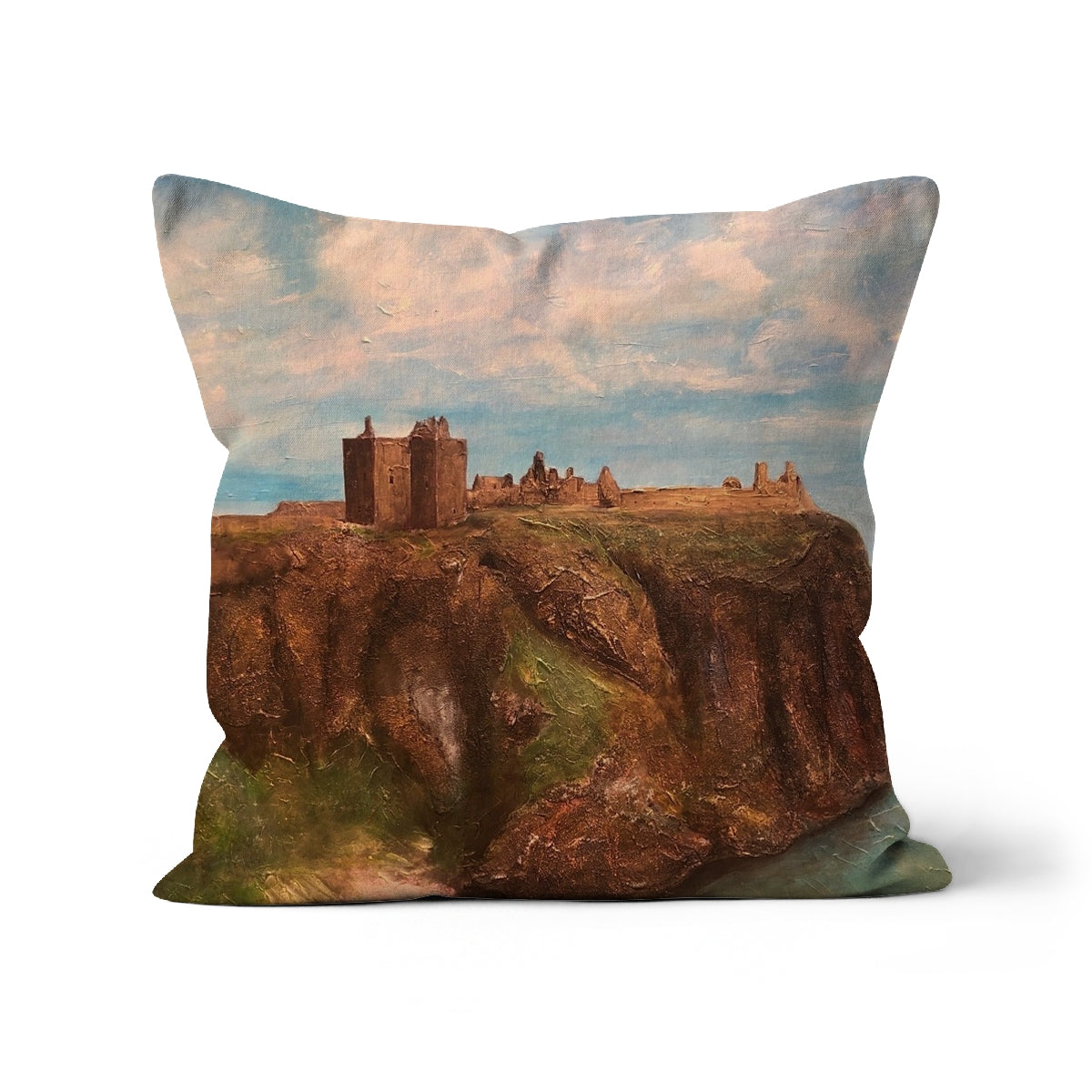 Dunnottar Castle Art Gifts Cushion | Historic &amp; Iconic Scotland Art Gallery | Paintings, Prints, Homeware and Art Gifts From Scotland By Scottish Artist Kevin Hunter