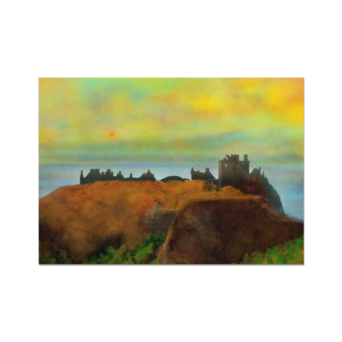 Dunnottar Castle Dusk Painting | Fine Art Prints From Scotland-Unframed Prints-Historic & Iconic Scotland Art Gallery-A2 Landscape-Paintings, Prints, Homeware, Art Gifts From Scotland By Scottish Artist Kevin Hunter