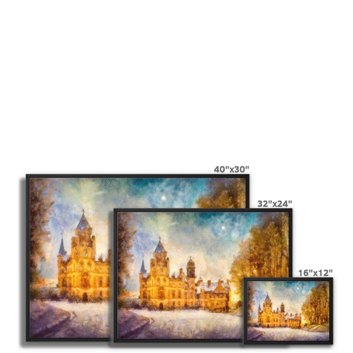 Dunrobin Castle Moonlight Painting | Framed Canvas Prints From Scotland