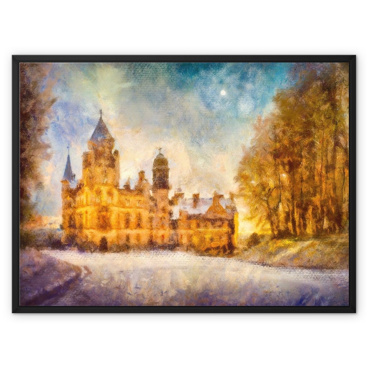 Dunrobin Castle Moonlight Painting | Framed Canvas Prints From Scotland