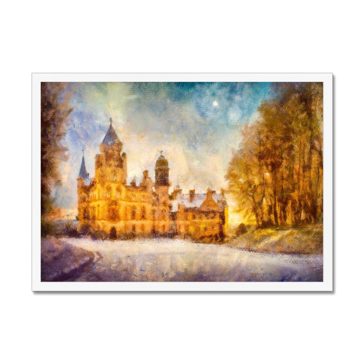 Dunrobin Castle Moonlight Painting | Framed Prints From Scotland