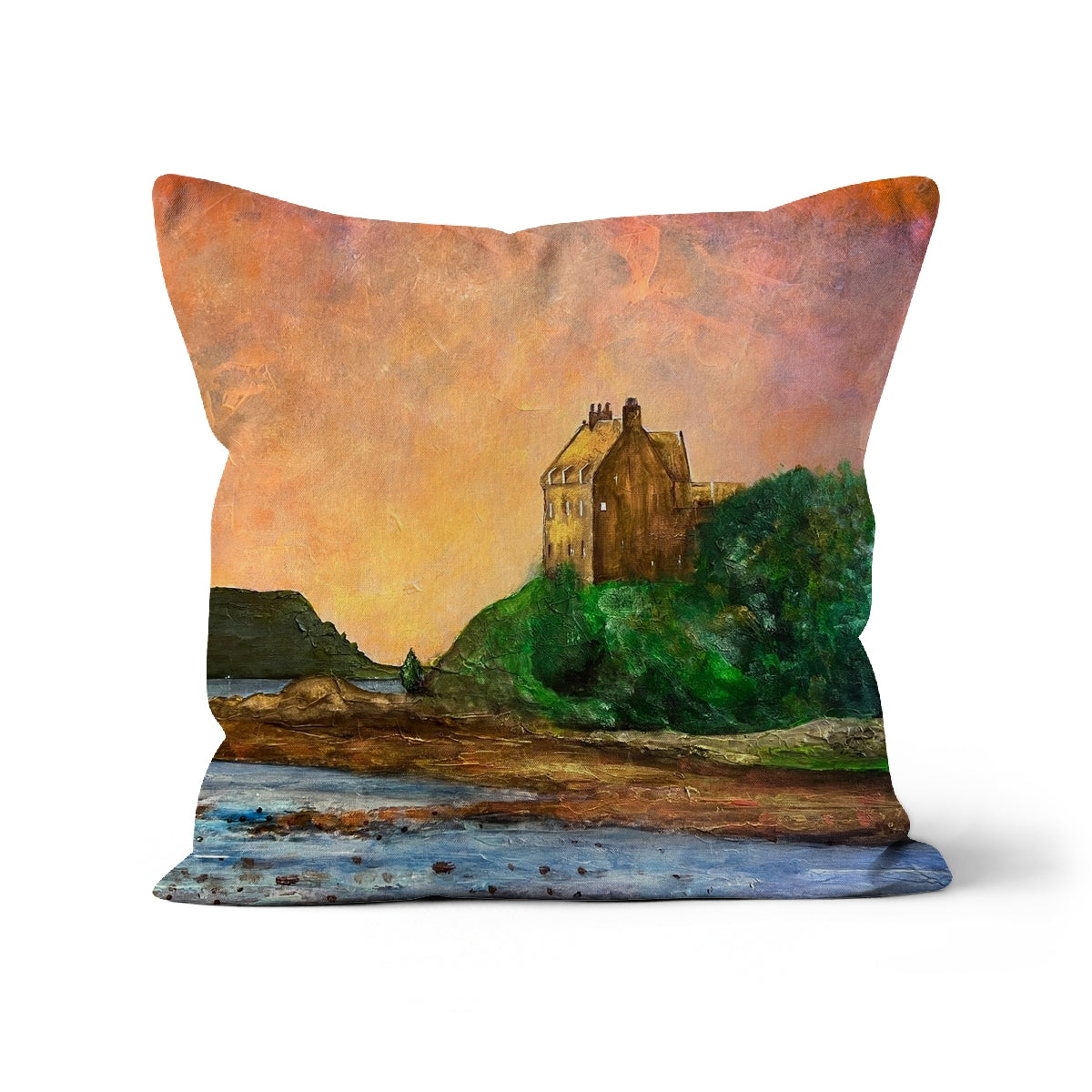 Duntrune Castle Art Gifts Cushion | Historic & Iconic Scotland Art Gallery | Paintings, Prints, Homeware and Art Gifts From Scotland By Scottish Artist Kevin Hunter