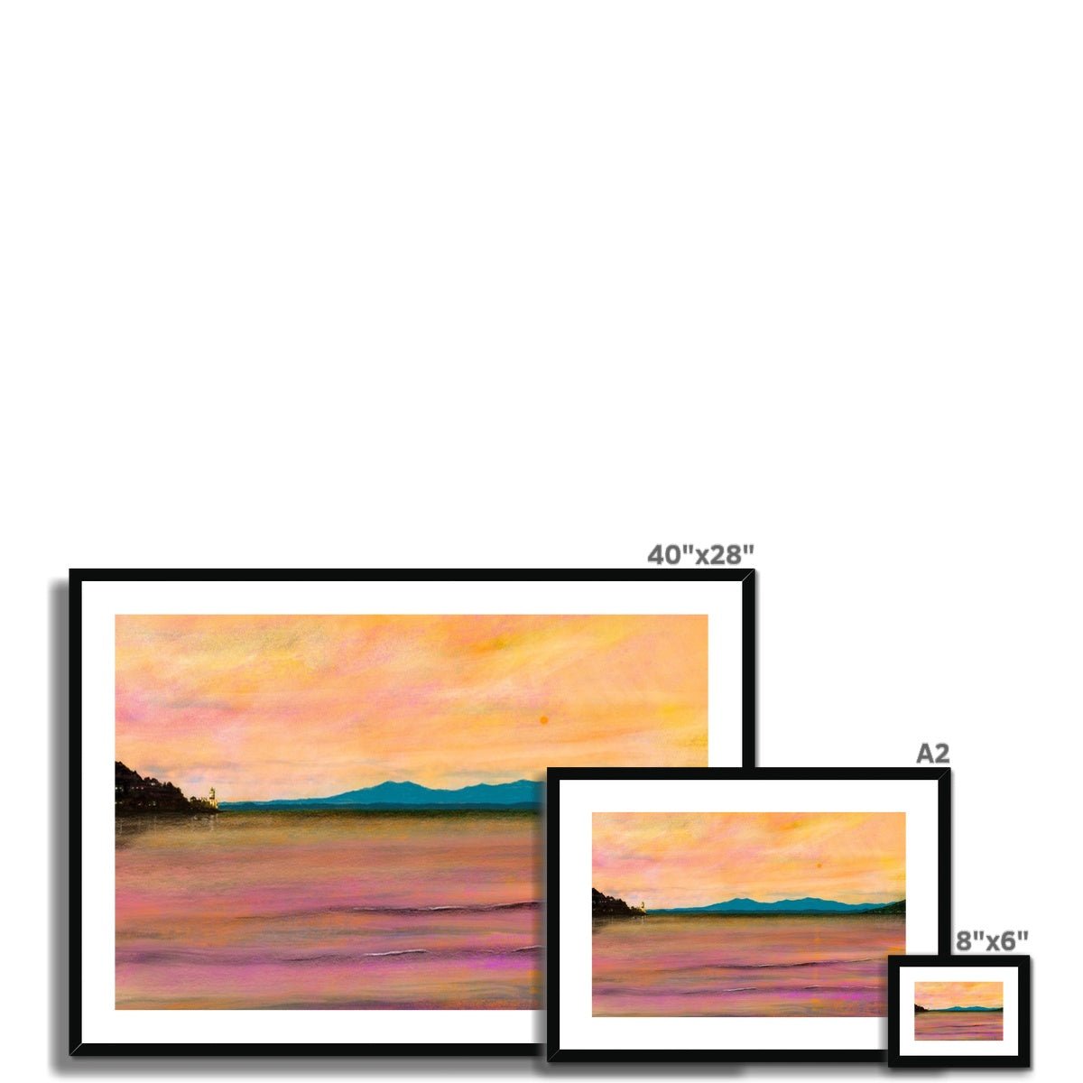 Dusk Over Arran & The Cloch Lighthouse Painting | Framed & Mounted Prints From Scotland