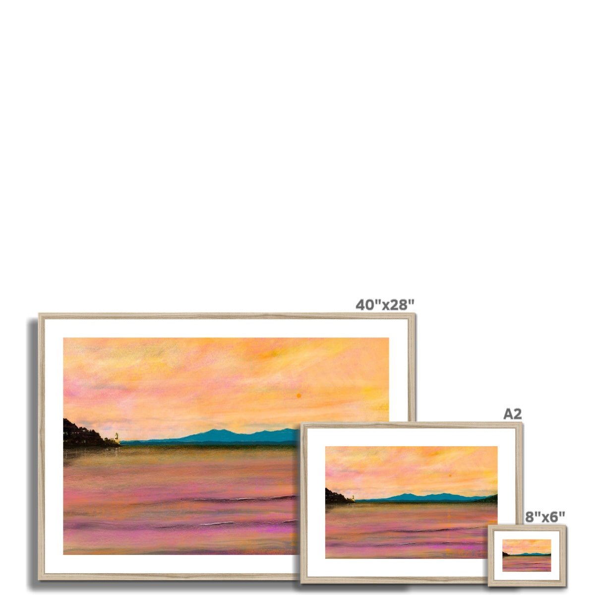 Dusk Over Arran &amp; The Cloch Lighthouse Painting | Framed &amp; Mounted Prints From Scotland