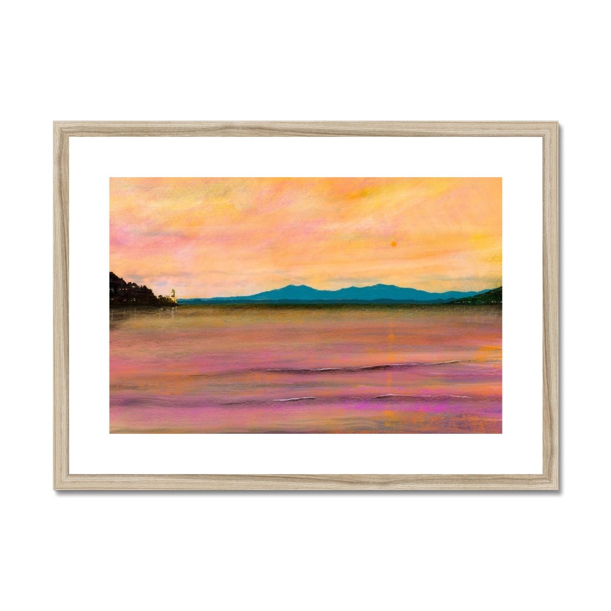 Dusk Over Arran & The Cloch Lighthouse Painting | Framed & Mounted Prints From Scotland