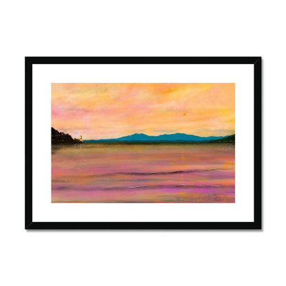 Dusk Over Arran &amp; The Cloch Lighthouse Painting | Framed &amp; Mounted Prints From Scotland