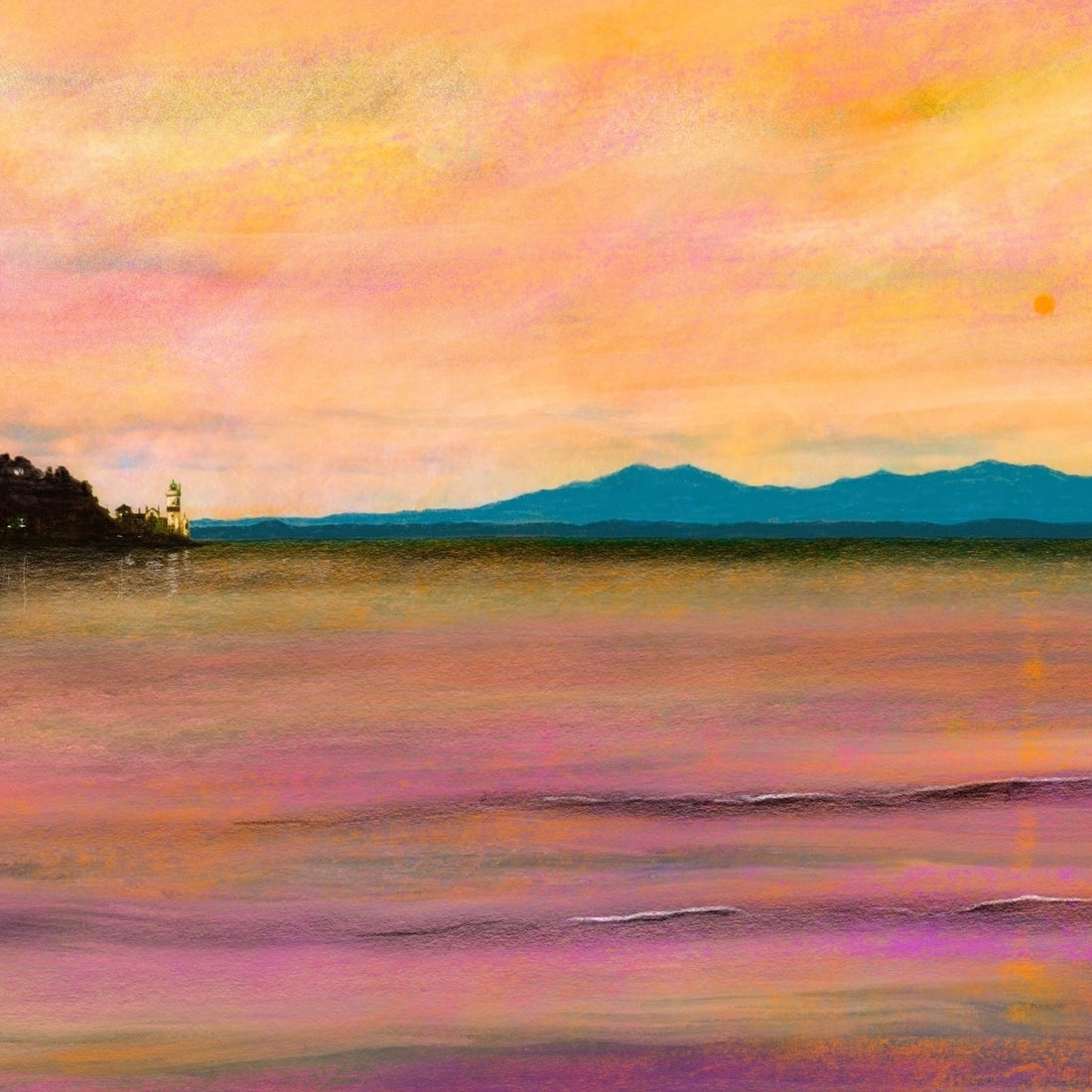 Dusk Over Arran &amp; The Cloch Lighthouse | Scotland In Your Pocket Art Print