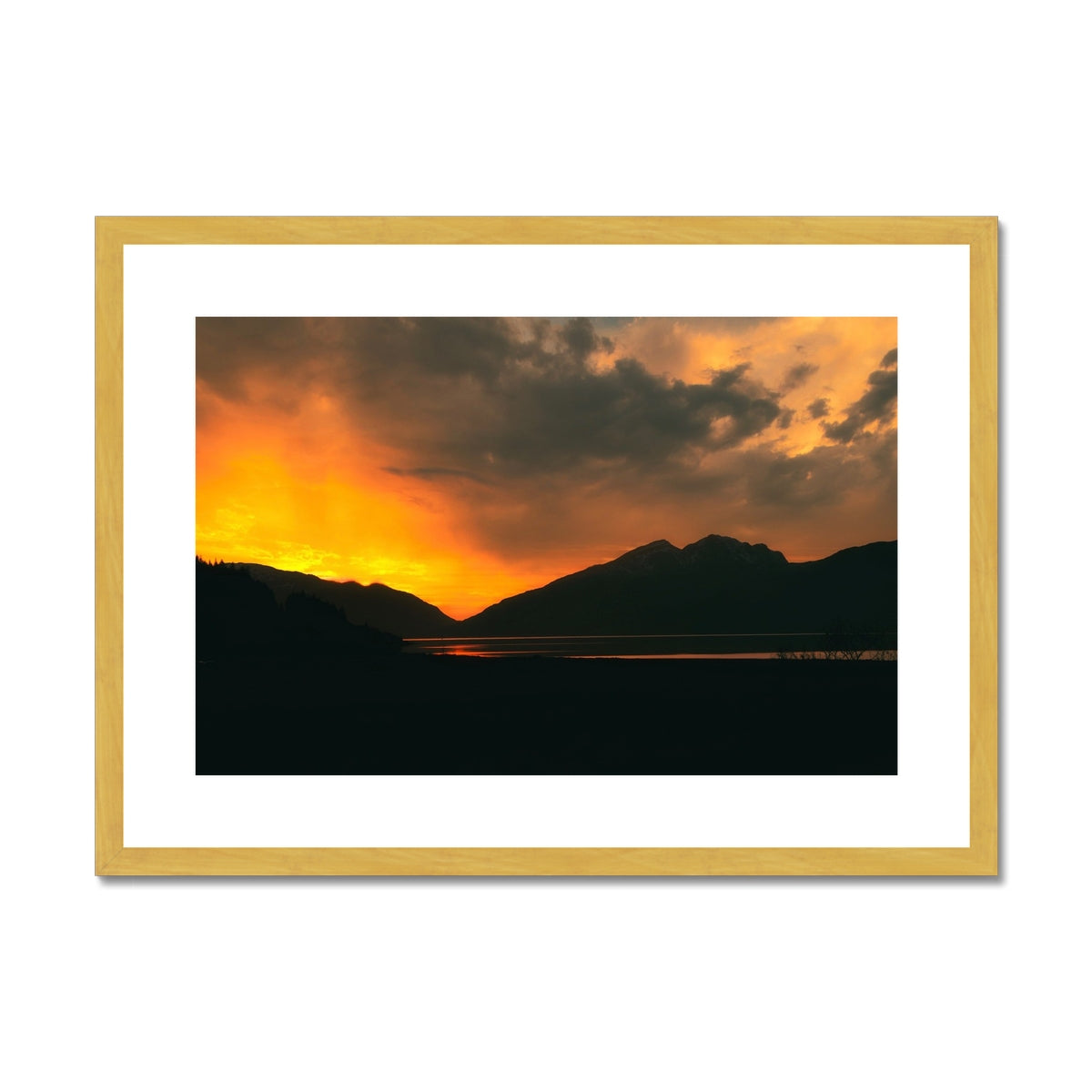 Loch Leven Sunset Glencoe Scottish Landscape Photography | Antique Framed & Mounted Print