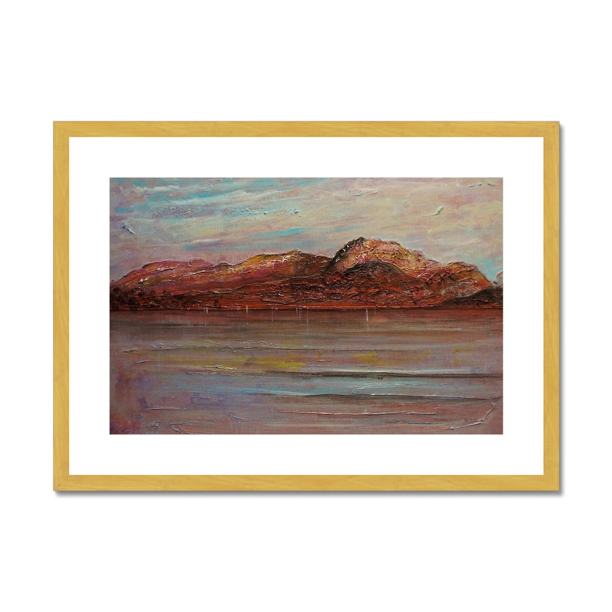 Ben Nevis Painting | Antique Framed & Mounted Prints From Scotland-Antique Framed & Mounted Prints-Scottish Lochs & Mountains Art Gallery-A2 Landscape-Gold Frame-Paintings, Prints, Homeware, Art Gifts From Scotland By Scottish Artist Kevin Hunter